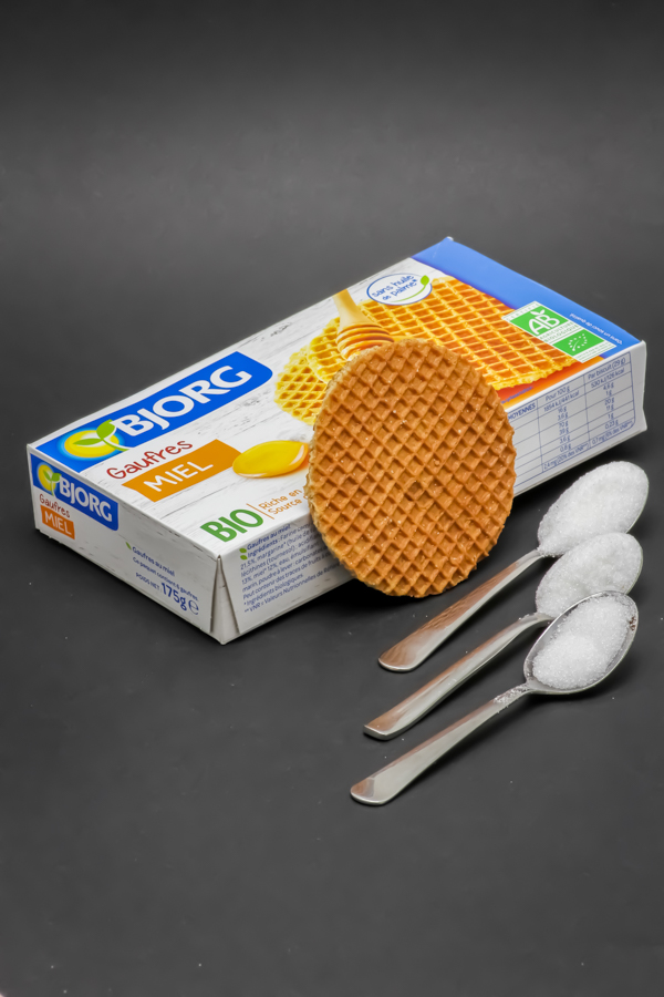 1 gaufre miel Bjorg contient de 2,1 cuil. à café de sucre