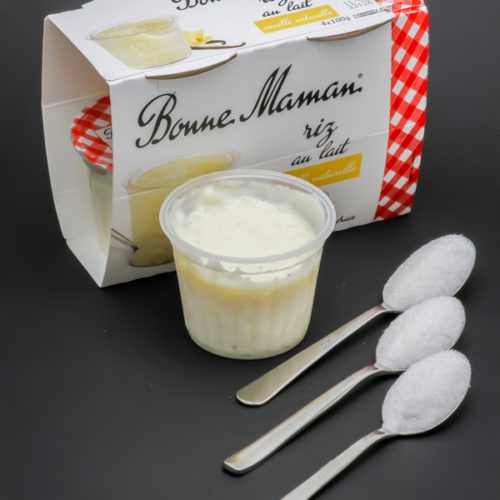 1 riz au lait Bonne Maman contient 3 cuil. à café de sucre