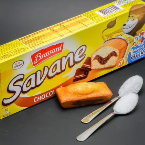 1 Savane chocolat de Brossard contient 1,5 cuil. à café de sucre soit 7,3g