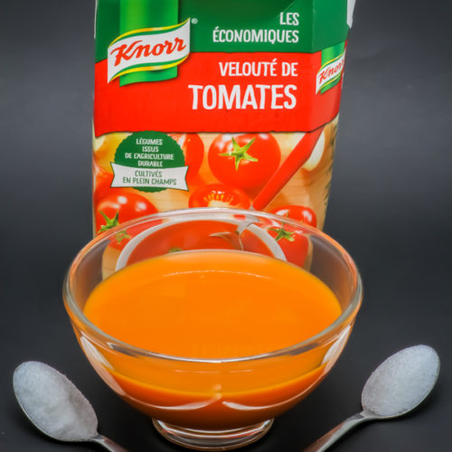 25cl de velouté de tomates Knorr contiennent 1,7 cuil. à café de sucre