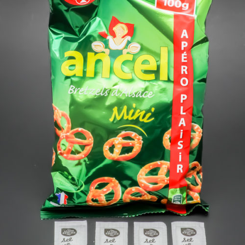 1 sachet de mini bretzels Ancel contient 5,25 dosettes de sel soit 4,2g