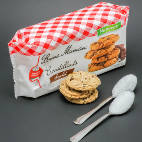 3 biscuits croustillants chocolat Bonne Maman contiennent 2 cuil. à café de sucre soit 10,2g