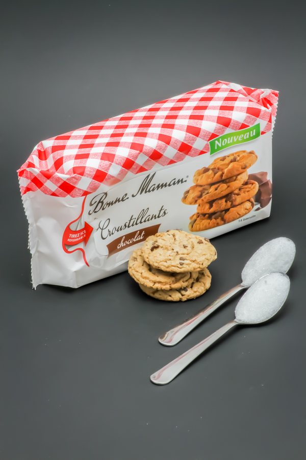 3 biscuits croustillants chocolat Bonne Maman contiennent 2 cuil. à café de sucre soit 10,2g