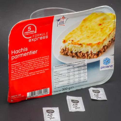 1 hachis parmentier Picard Surgelés contient 3 dosettes de sel soit 2,4g