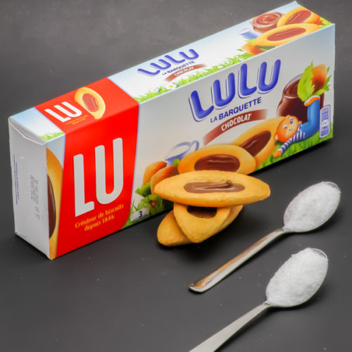 3 Lulu La Barquette chocolat de Lu contient 1,9 cuil. à café de sucre soit 9,3g