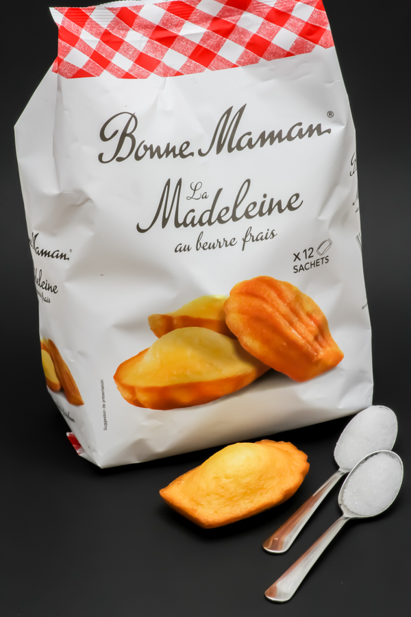 1 madeleine Bonne Maman contient 1,3 cuil. à café de sucre soit 6,6g