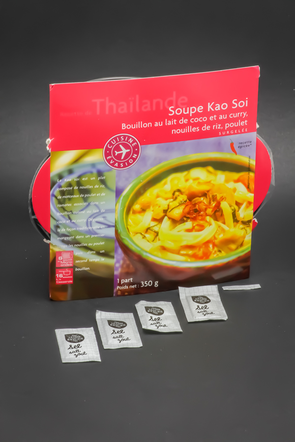 1 soupe Kao Soi Picard Surgelés contient 4,12 dosettes de sel soit 3,3g