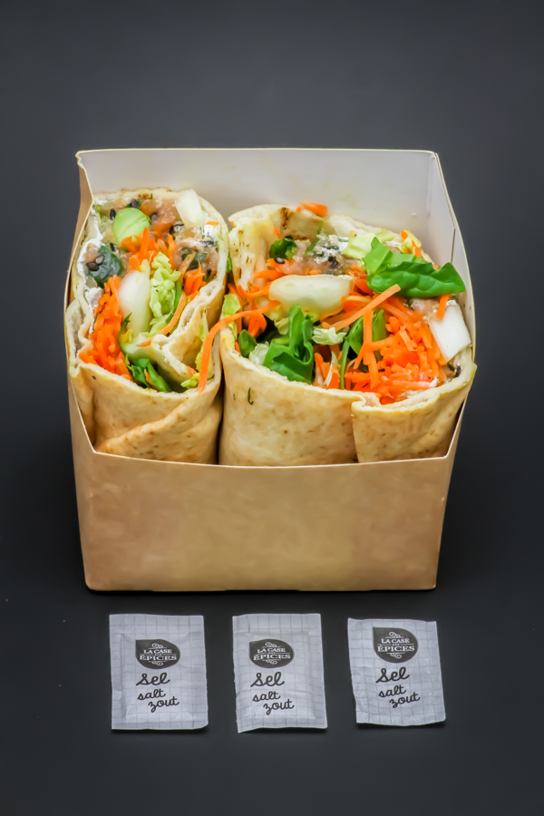 1 wrap saumon Starbucks contient 2,9 dosettes de sel soit 2,35g