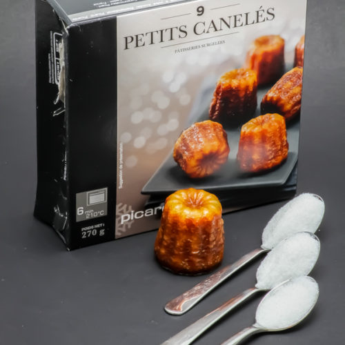 1 petit canelé Picard Surgelés contient 2,5 cuil. à café de sucre soit 12,6g