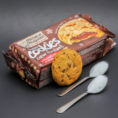 1 Super Cookie Michel et Augustin contient 2,1 cuil. à café de sucre soit 10,5g