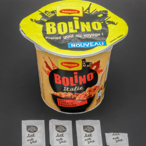 1 pot de Bolino Italie Maggi contient 3,4 dosettes de sel soit 2,7g