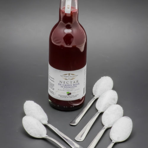 25cl de nectar de cassis Les Toques Blanches du Monde contiennent 5,8 cuil. à café de sucre soit 29g