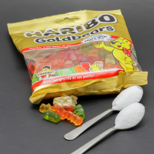 9 Goldbears de Haribo contiennent 2 cuil. à café de sucre soit 10g