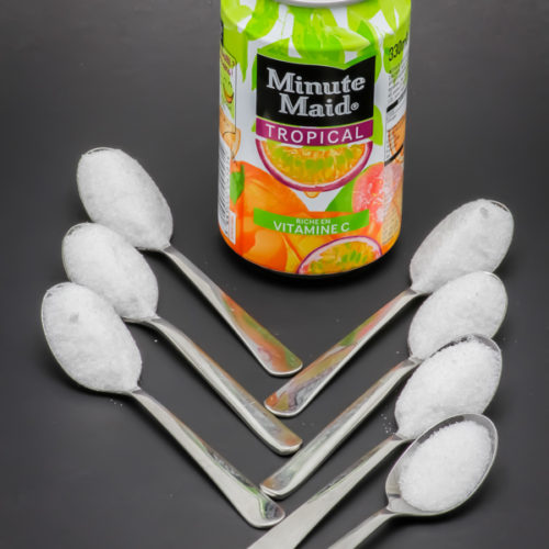 1 Minute Maid Tropical de 33cl contient 6,3 cuil. à café de sucre soit 31,3g