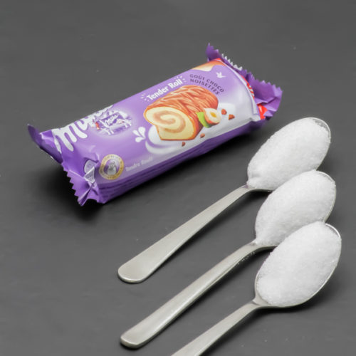 1 Tender Roll de Milka contient 2,8 cuil. à café de sucre soit 14g